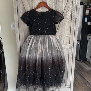 Girls Black and Silver Sparkle Tulle Dress